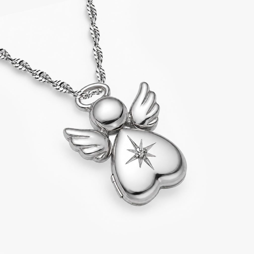 Angel With Diamond Photo Locket