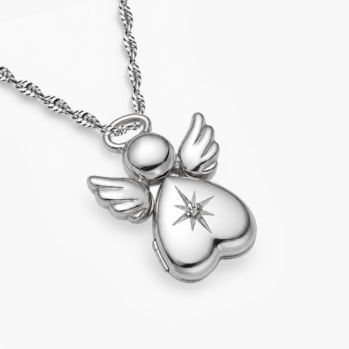 Angel With Diamond Photo Locket