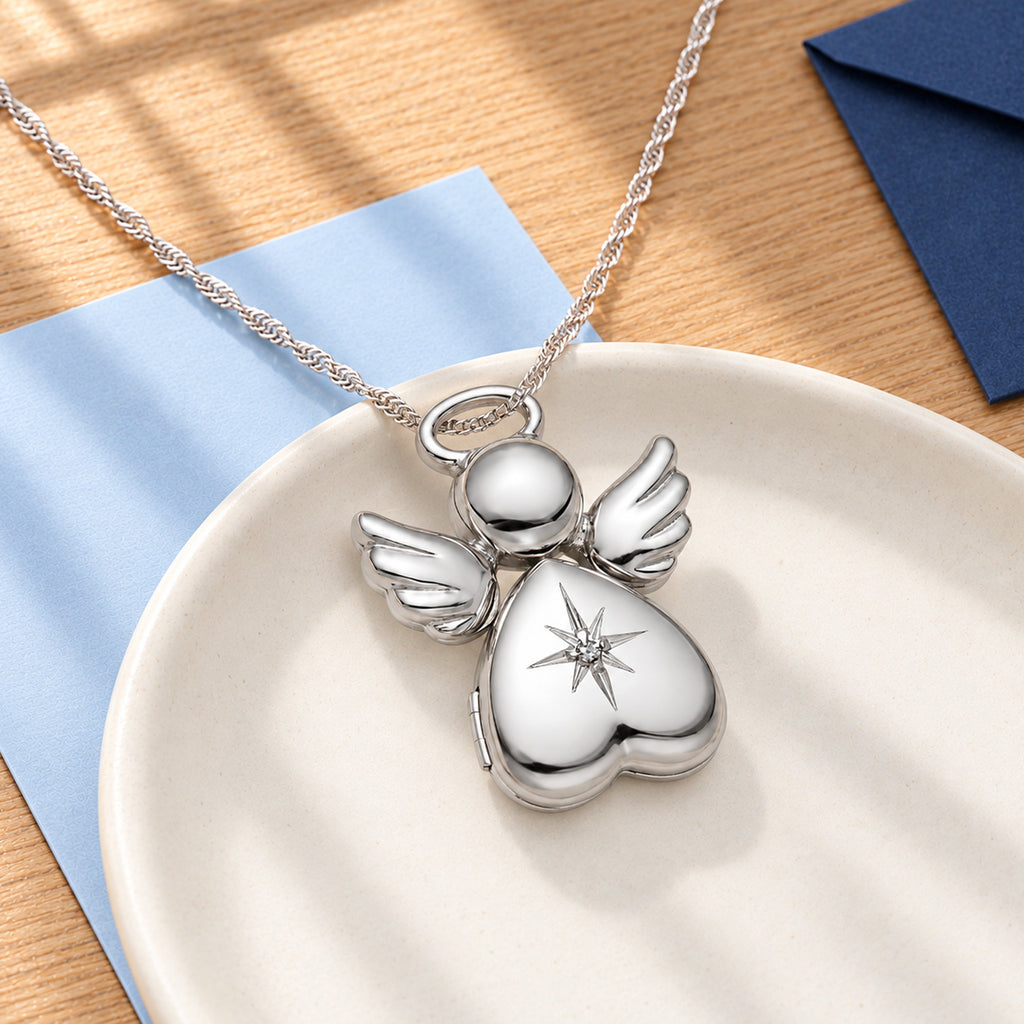 Angel With Diamond Photo Locket - lifestyle