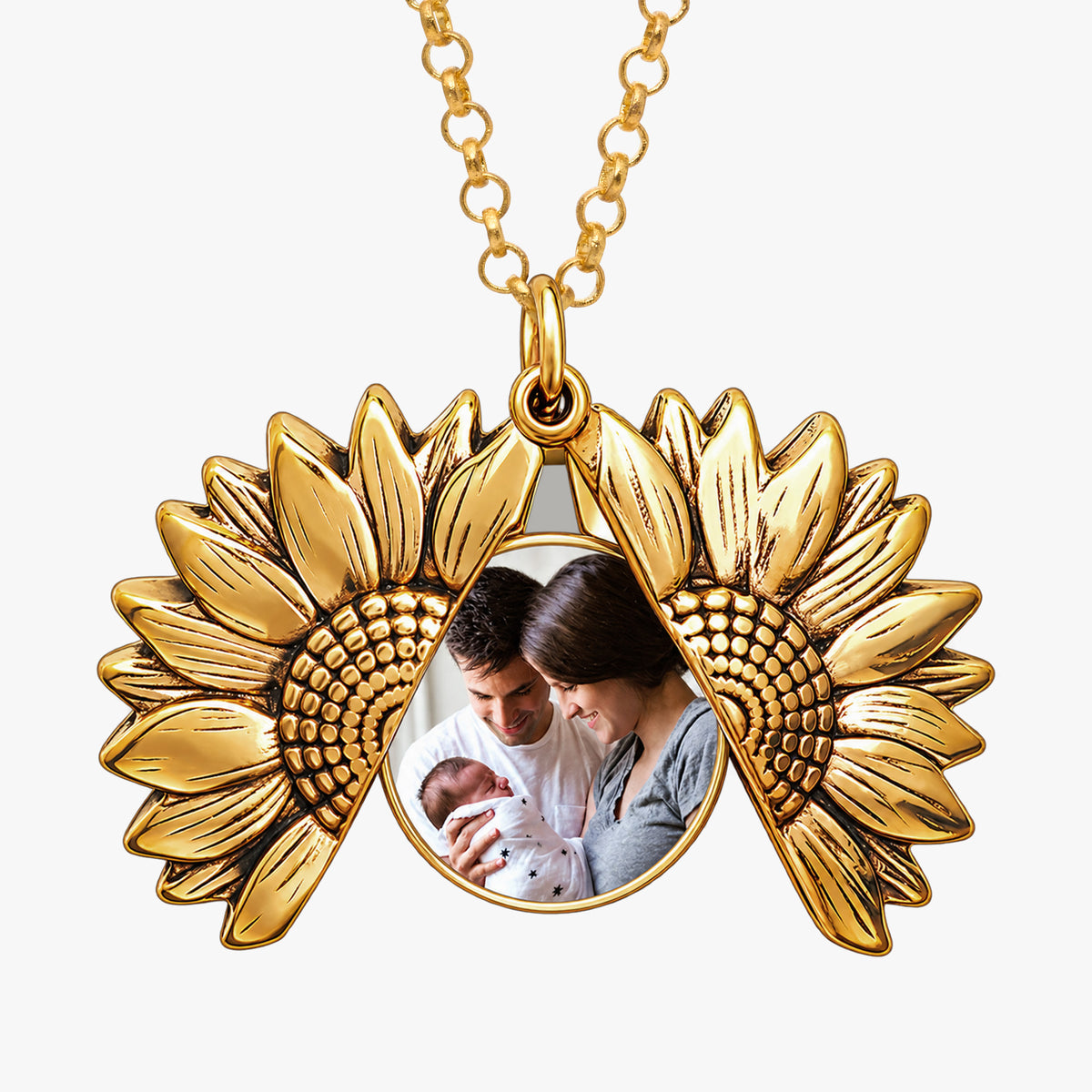 Sunflower Photo Locket and Chain