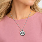 Sunflower Photo Locket and Chain - on model