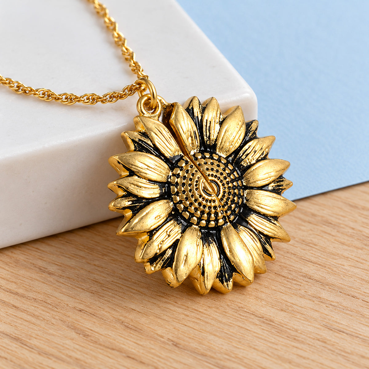 Exclusive Sunflower Photo Locket & Chain - lifestyle