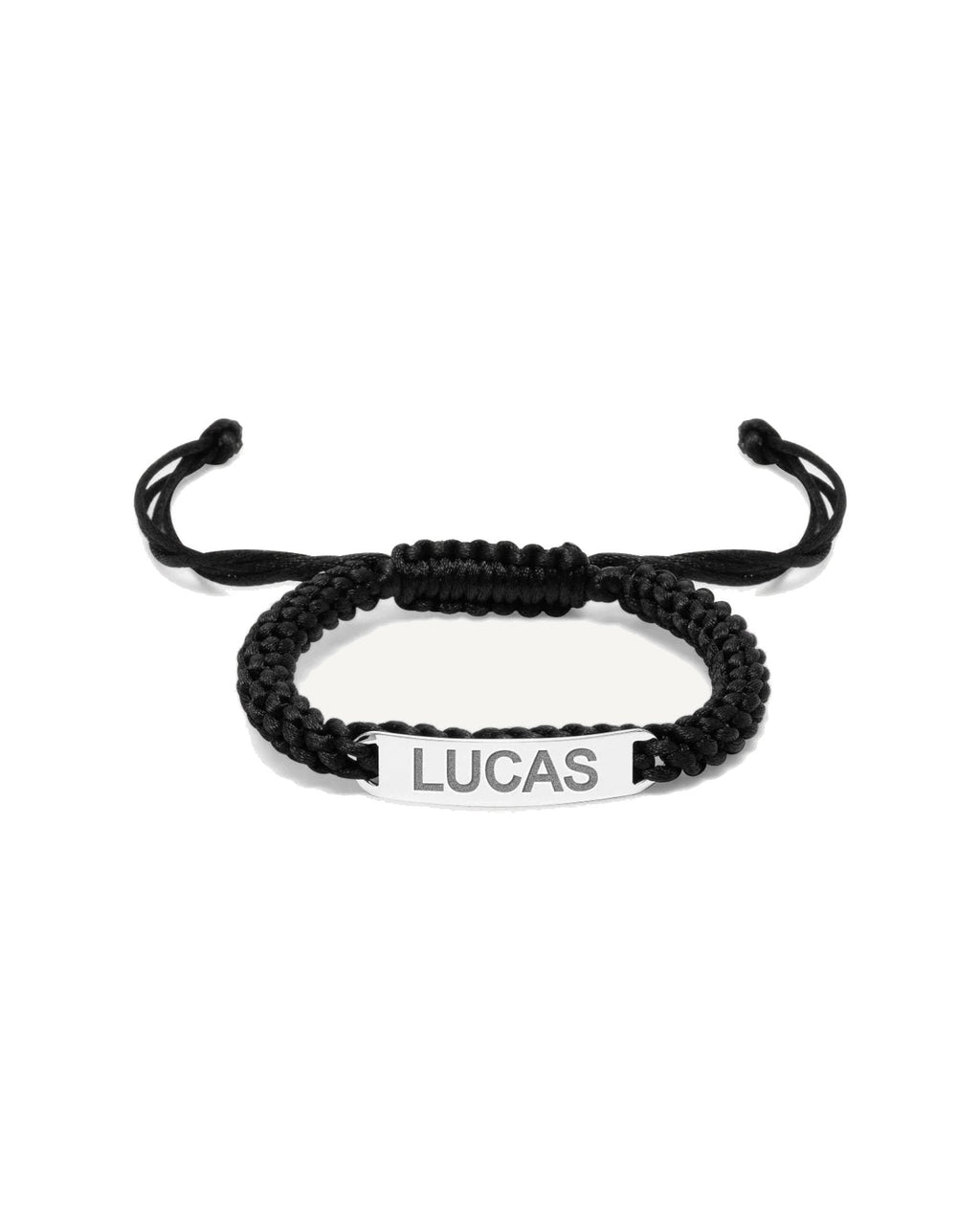 Custom Engraved Stainless Steel Black Leather ID Bracelet
