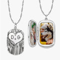 Dog Tag Couples Tree Carving Photo Locket