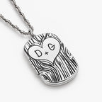 Dog Tag Couples Tree Carving Photo Locket