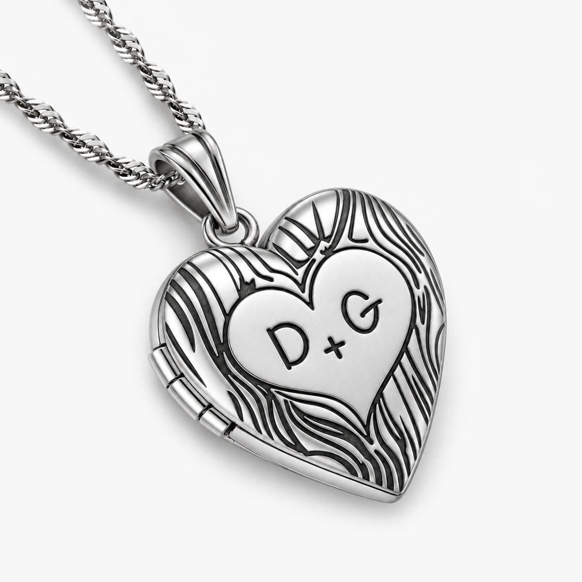Couples Tree Carving Heart Photo Locket