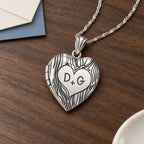 Couples Tree Carving Heart Photo Locket - lifestyle