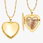 Solid 14K Yellow Gold Petite Heart Photo Locket