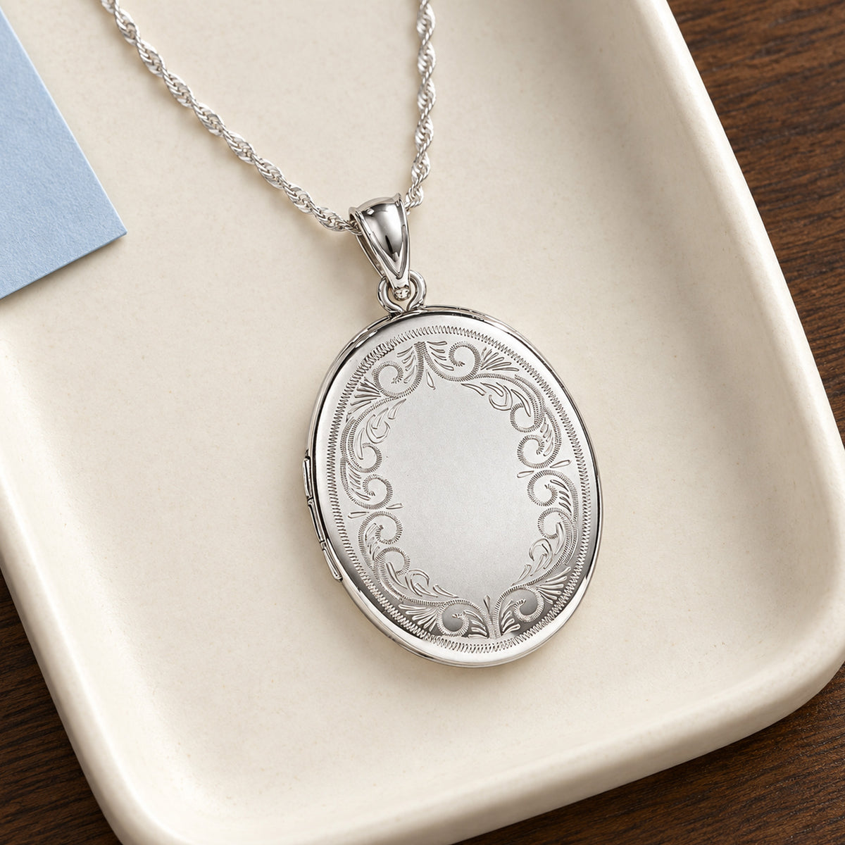 Floral Oval Photo Locket - lifestyle