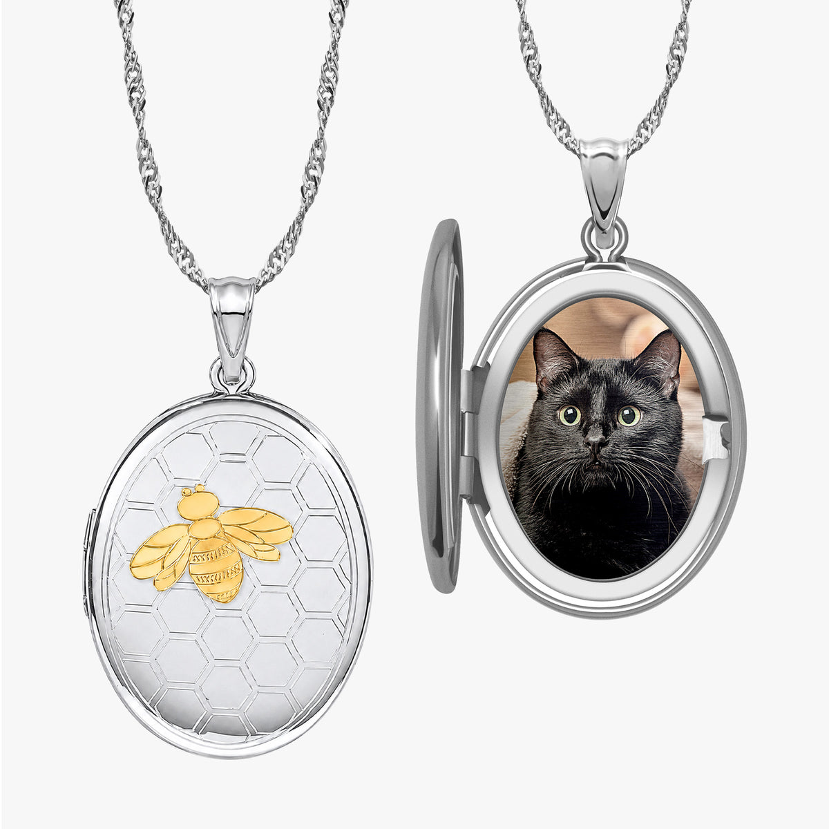 Two Tone Bee Oval Photo Locket