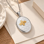 Two Tone Bee Oval Photo Locket - lifestyle