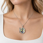 Two Tone Bee Oval Photo Locket - on model