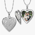 Floral Heart Photo Locket with Cubic Zirconia
