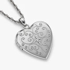 Floral Heart Photo Locket with Cubic Zirconia