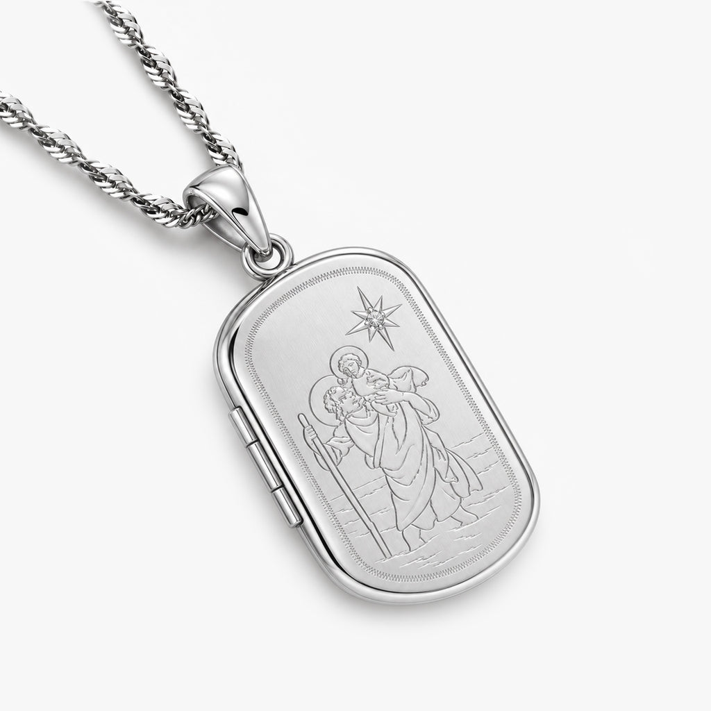 Saint Christopher Dog Tag Photo Locket
