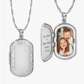 Floral Border Dog Tag Photo Locket
