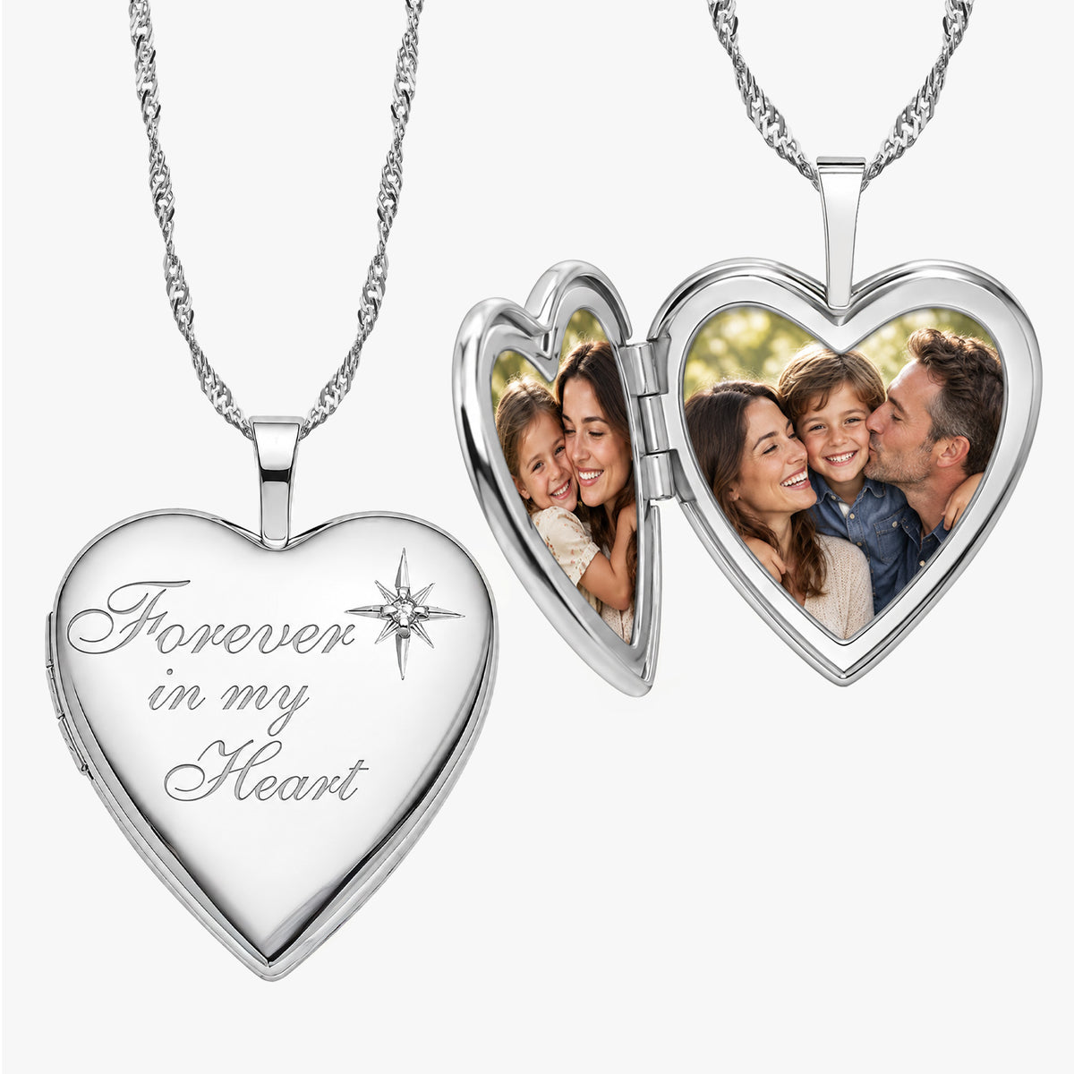 Diamond Forever In My Heart Heart Photo Locket