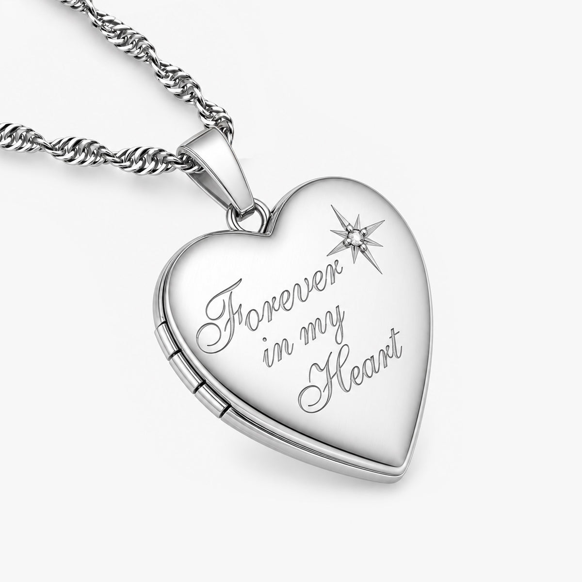 Diamond Forever In My Heart Heart Photo Locket
