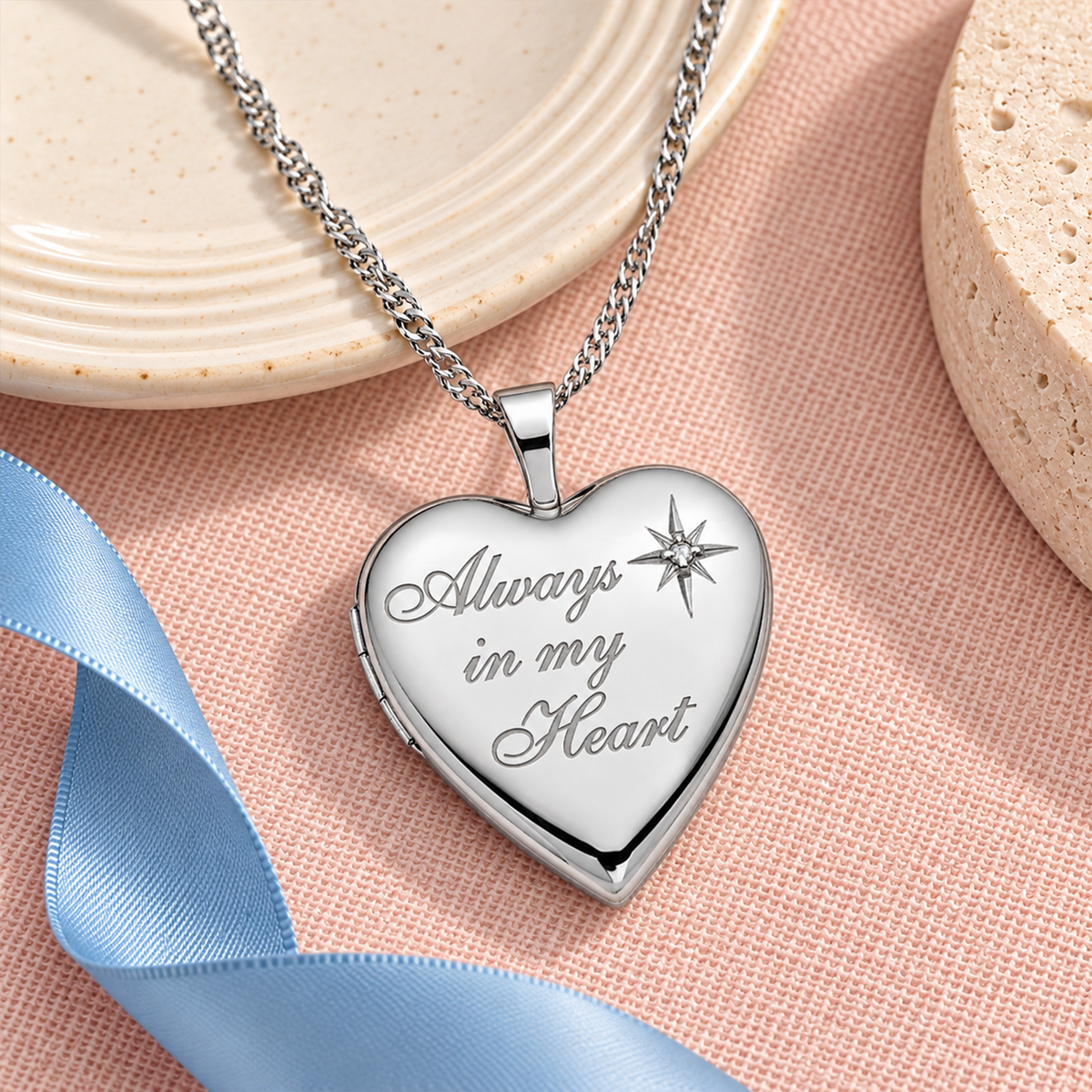 Diamond Always In My Heart Heart Photo Locket - lifestyle