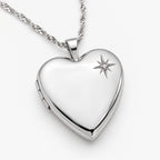 Engravable Diamond Heart Photo Locket