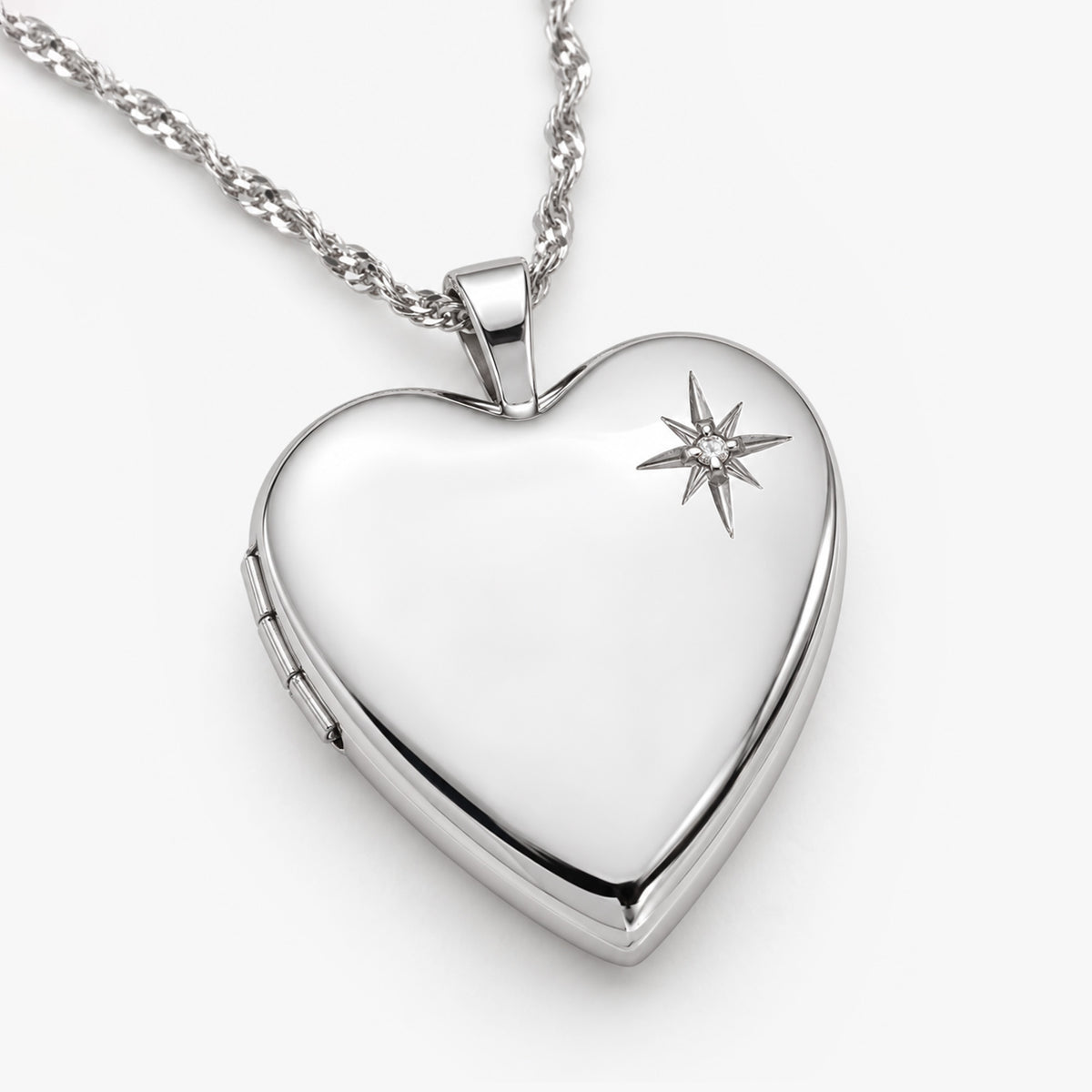 Engravable Diamond Heart Photo Locket