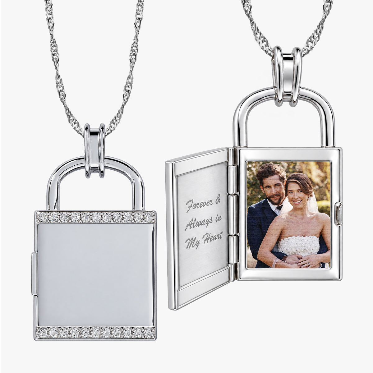 Exclusive CZ Padlock Photo Locket