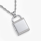 Exclusive CZ Padlock Photo Locket