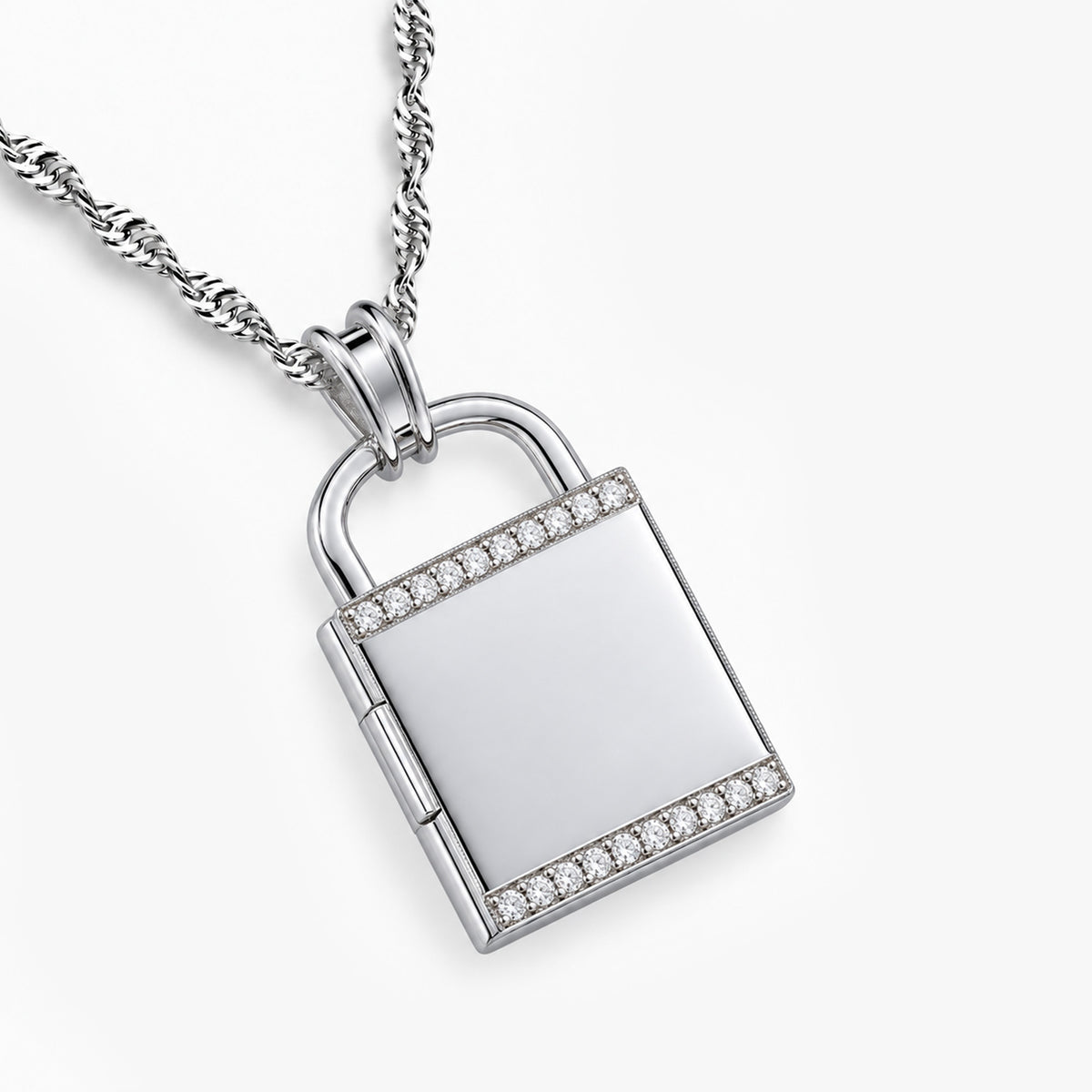Exclusive CZ Padlock Photo Locket