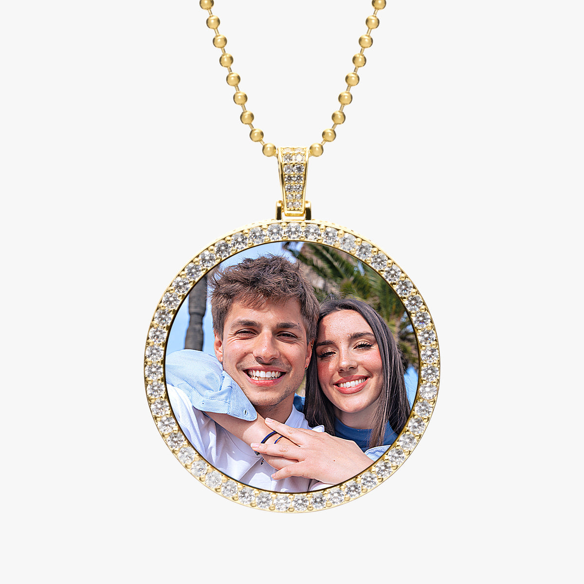 Photo Engraved Large Cubic Zirconia Pendant
