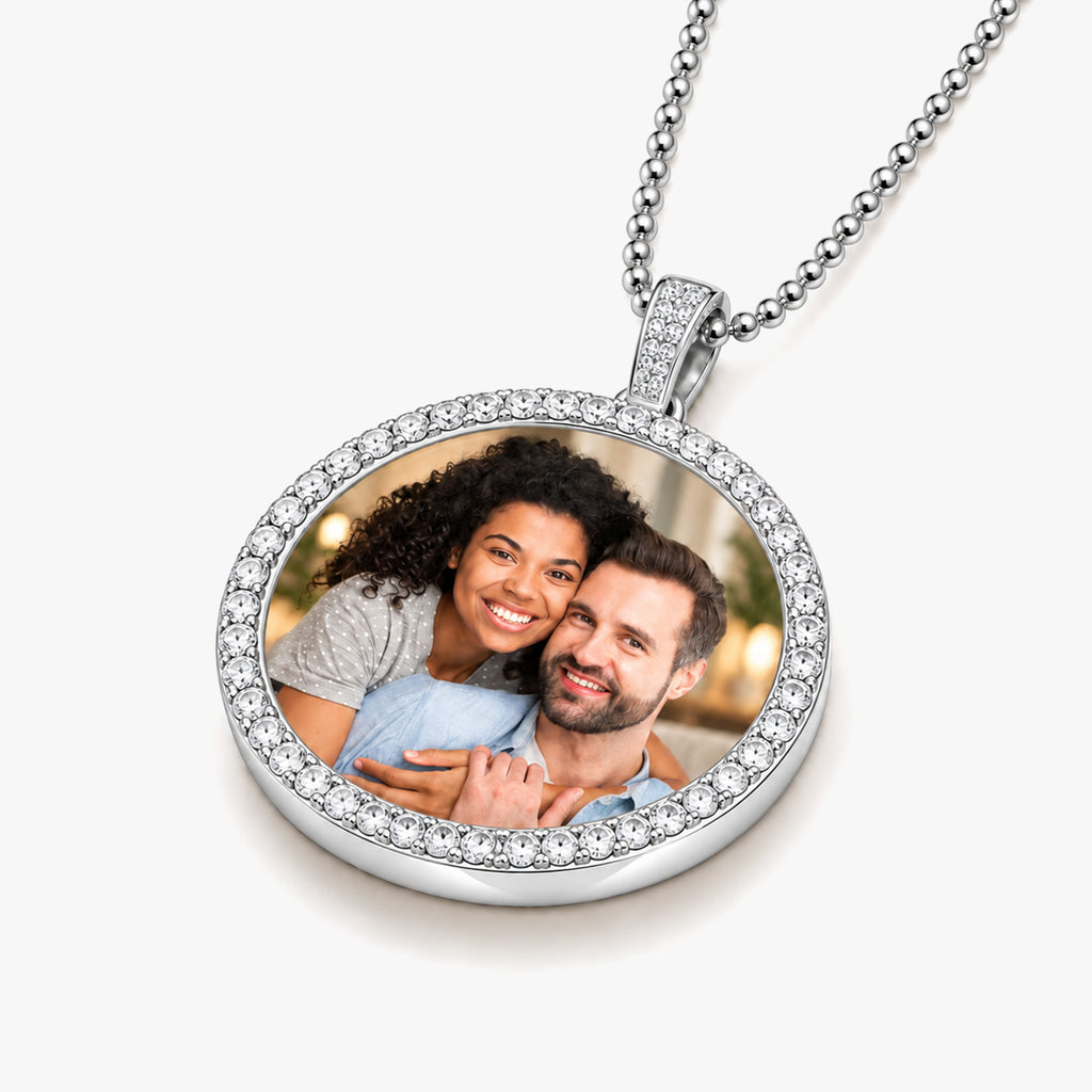 Photo Engraved Large Cubic Zirconia Pendant