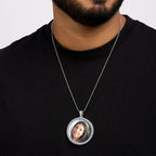 Photo Engraved Large Cubic Zirconia Pendant - on model