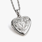 Floral Heart Photo Locket with Diamond