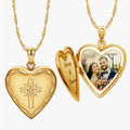 14K Gold Filled Cross Heart Photo Locket With Cz