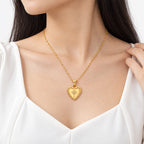 14K Gold Filled Cross Heart Photo Locket With Cz - on model