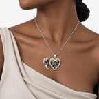 Floral Heart Photo Locket - on model