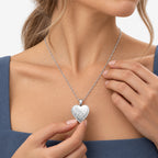 Floral Heart Photo Locket - on model