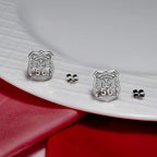 Police badge earrings displayed on a red velvet presentation cloth (PG102433, secondary photo 3)