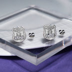 Police badge earrings displayed in a clear display case (PG102433, secondary photo 5)
