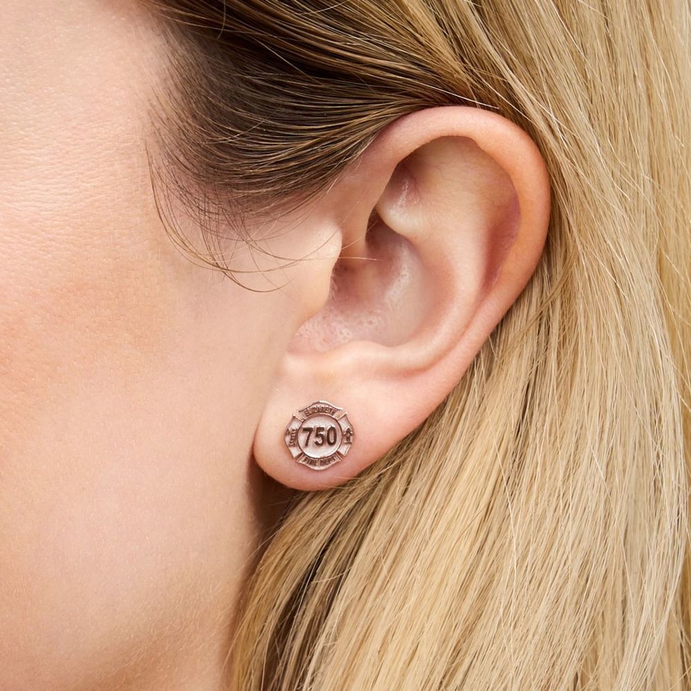 Fire badge earrings worn on the ear (PG102545, secondary photo 5)