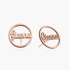 Circle Name Script Earrings