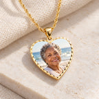 Modern Heart Photo Pendant with Diamond Cut Edge - lifestyle