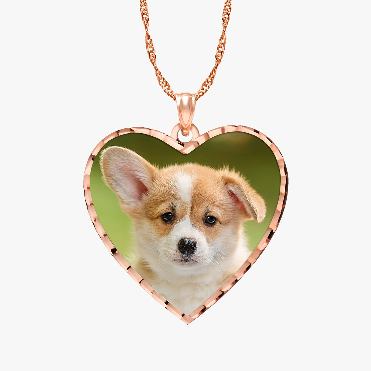 Modern Heart Photo Pendant with Diamond Cut Edge