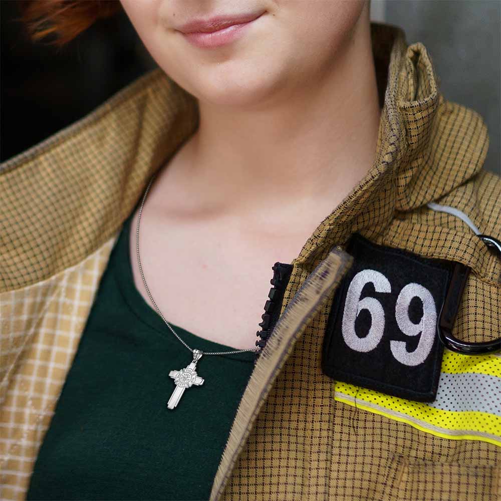 Firefighter wearing a Maltese cross badge necklace (PG102875, secondary photo 4)
