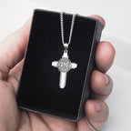 Firefighter badge cross pendant displayed on a hand-held black case (PG102877, secondary photo 5)