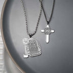 Firefighter uniform pendant necklace displayed with a small cross pendant. (PG102878, secondary photo 7)