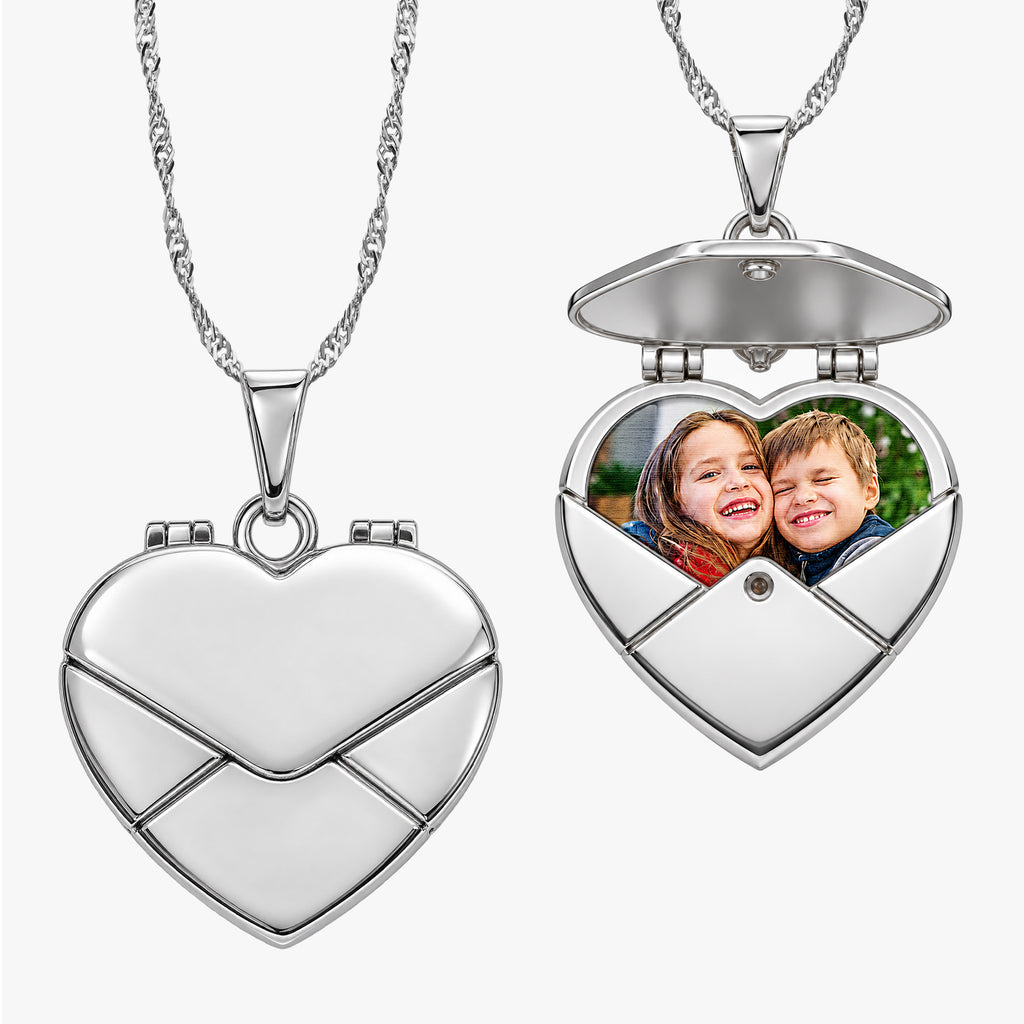 Stainless Steel Envelope Heart Photo Locket