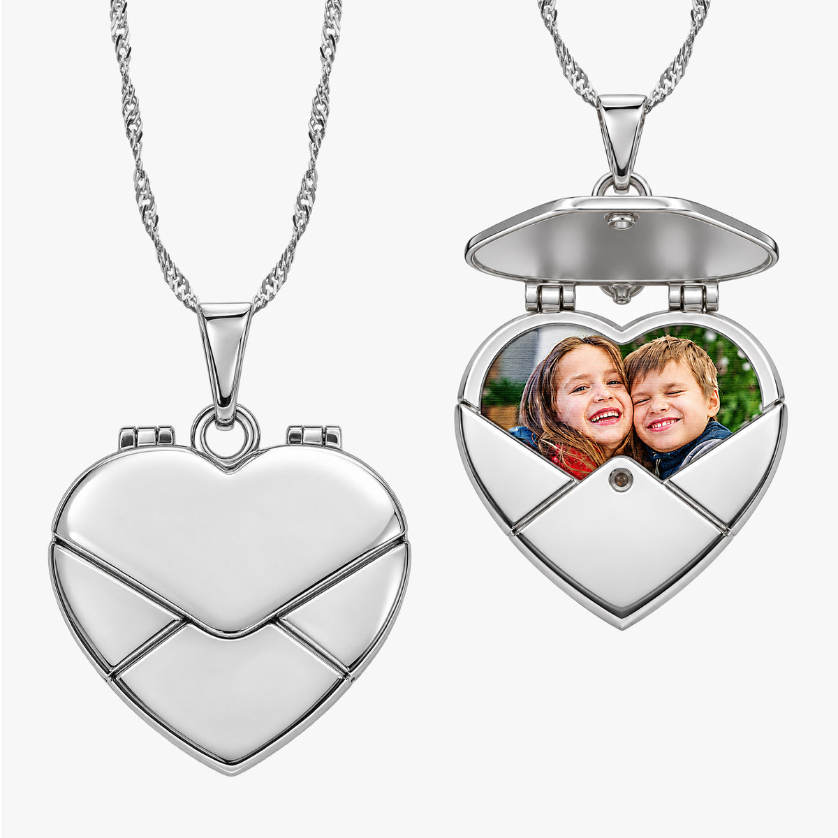 Stainless Steel Envelope Heart Photo Locket