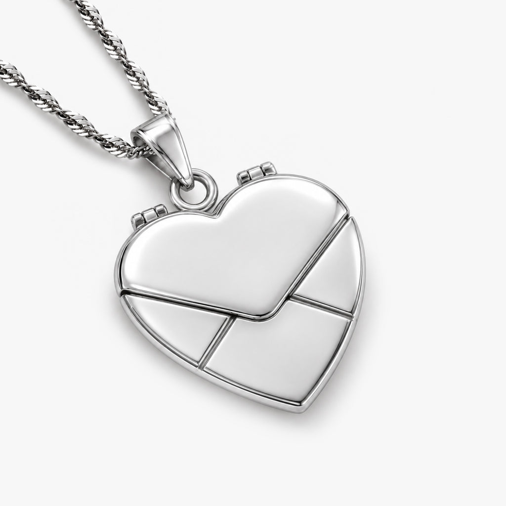Stainless Steel Envelope Heart Photo Locket