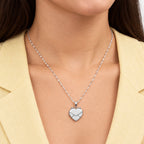 Stainless Steel Envelope Heart Photo Locket - on model