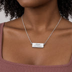 Stainless Steel Slide Out Keepsake Locket - on model